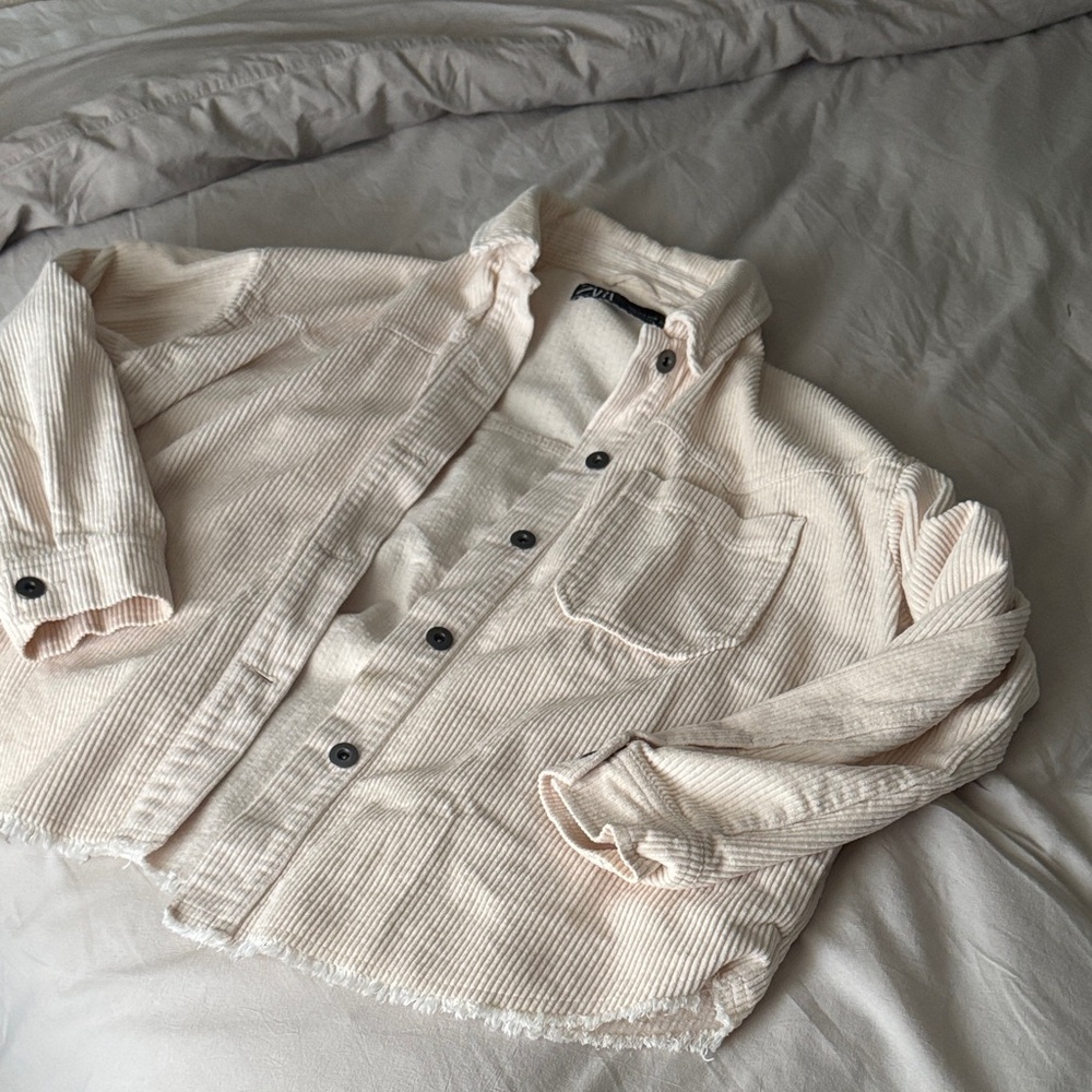 Zara Off-White Corduroy Shirt